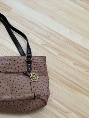 Faux Ostrich Giani Bernini Bag with Zip Pocket - Brown
